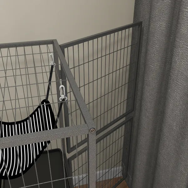 50.5 Inch Rolling Small Animal Cage with Hammock, Platforms and 4 Doors, Gray - product image 14