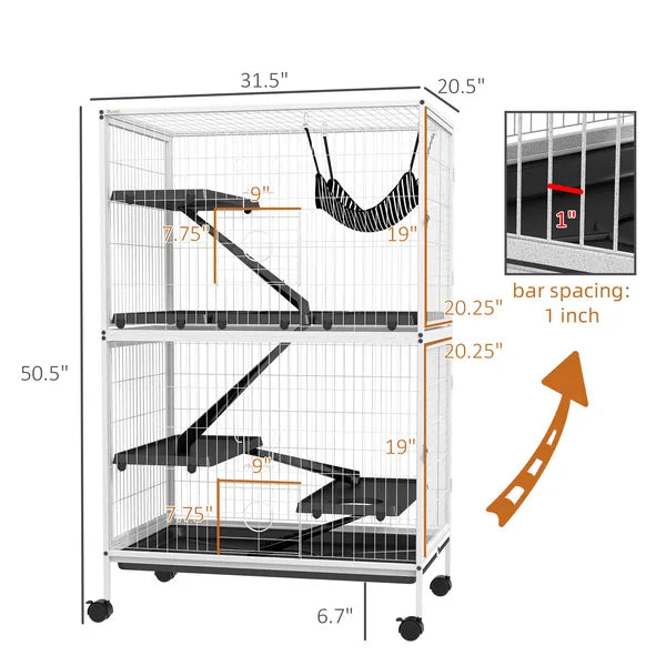 5-Tier Rolling Small Pet Cage with Hammock and 4 Access Doors White and Black - product image 3