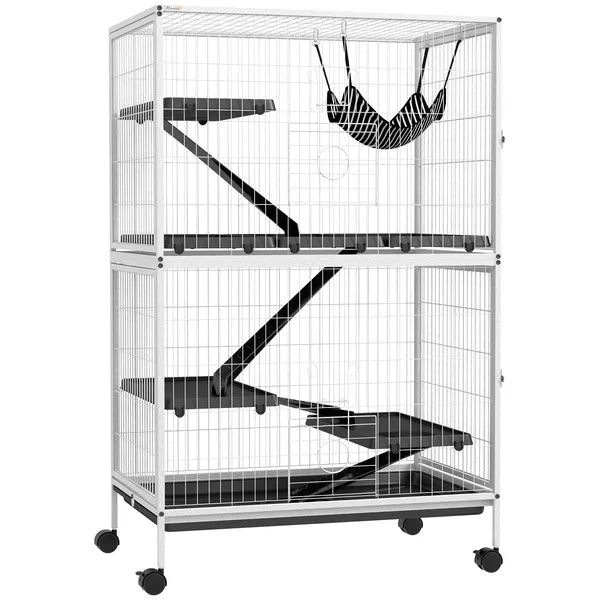 5-Tier Rolling Small Pet Cage with Hammock and 4 Access Doors White and Black - product image 11