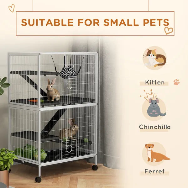 5-Tier Rolling Small Pet Cage with Hammock and 4 Access Doors White and Black - product image 4