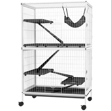 5-Tier Rolling Small Pet Cage with Hammock and 4 Access Doors White and Black - product image 1