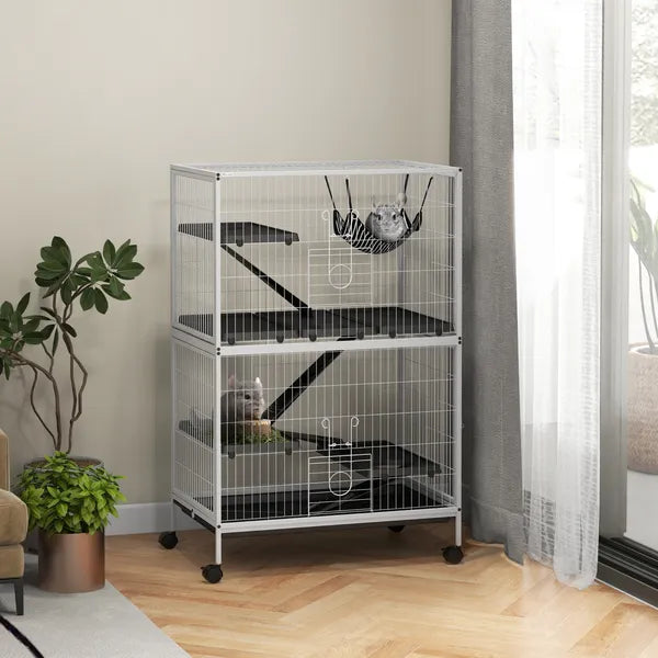 5-Tier Rolling Small Pet Cage with Hammock and 4 Access Doors White and Black - product image 2