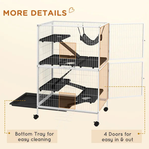 5-Tier Rolling Small Pet Cage with Hammock and 4 Access Doors White and Black - product image 7
