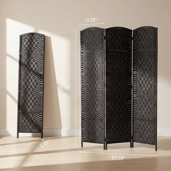 Room Divider, 3 Panel Folding Privacy Screen, 70.9" Tall Portable Weave Partition Wall Divider for Bedroom, Coffee - product image 3