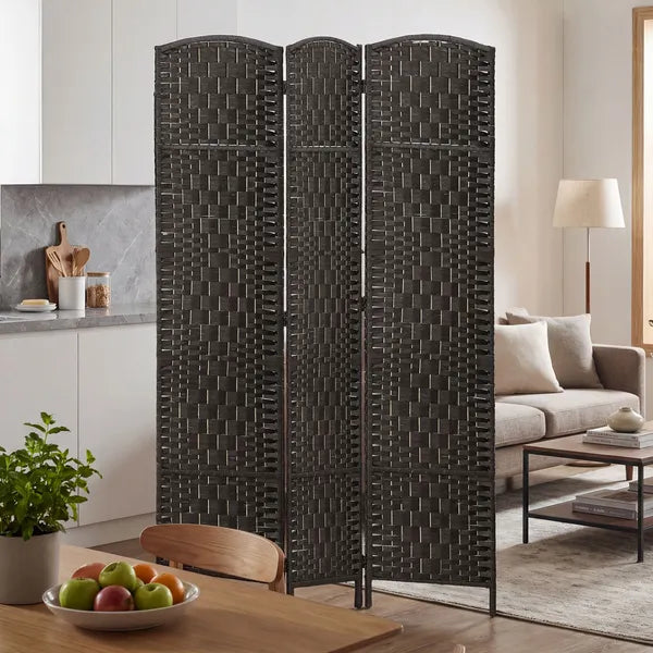 Room Divider, 3 Panel Folding Privacy Screen, 70.9" Tall Portable Weave Partition Wall Divider for Bedroom, Coffee - product image 7