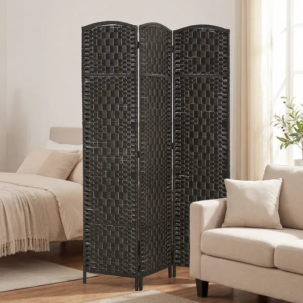 Room Divider, 3 Panel Folding Privacy Screen, 70.9" Tall Portable Weave Partition Wall Divider for Bedroom, Coffee - product image 10