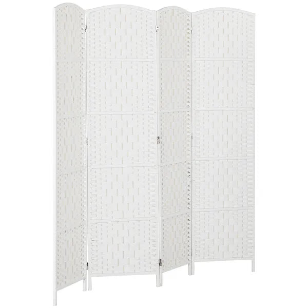 HOMCOM Room Divider, 4 Panel Folding Privacy Screen, 6 Ft Tall Portable Weave Partition Wall Divider for Bedroom, White - product image 11