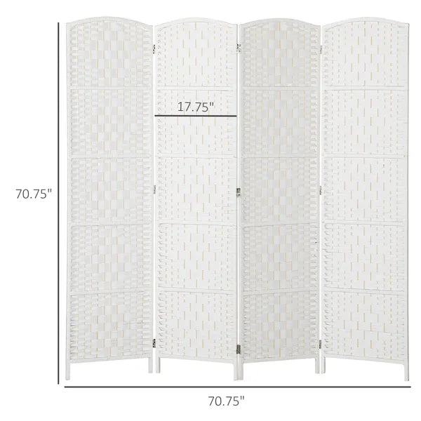 HOMCOM Room Divider, 4 Panel Folding Privacy Screen, 6 Ft Tall Portable Weave Partition Wall Divider for Bedroom, White - product image 3