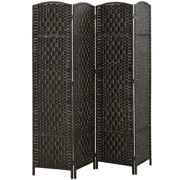 HOMCOM Room Divider, 4 Panel Folding Privacy Screen, 70.9" Tall Portable Weave Partition Wall Divider for Bedroom, Coffee - product image 11
