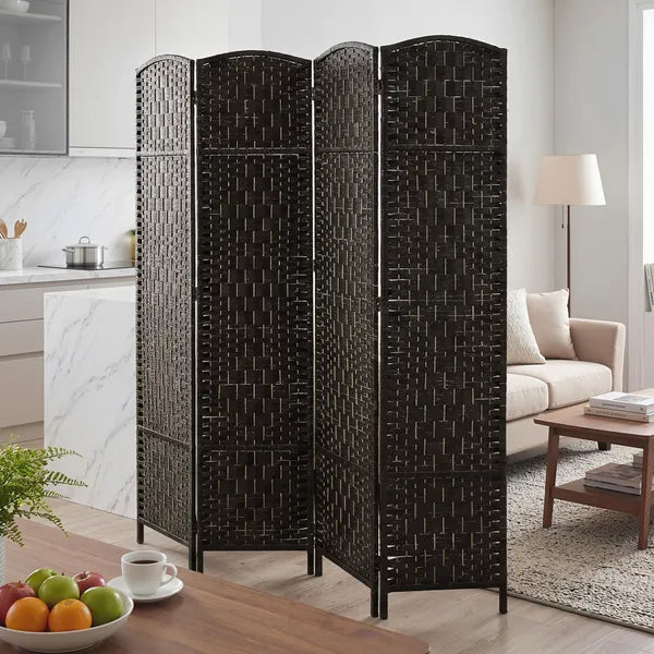 HOMCOM Room Divider, 4 Panel Folding Privacy Screen, 70.9" Tall Portable Weave Partition Wall Divider for Bedroom, Coffee - product image 10