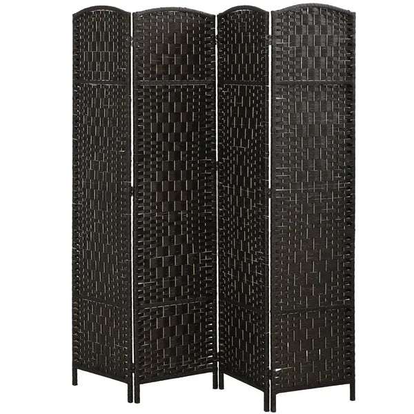 HOMCOM Room Divider, 4 Panel Folding Privacy Screen, 70.9" Tall Portable Weave Partition Wall Divider for Bedroom, Coffee - product image 1