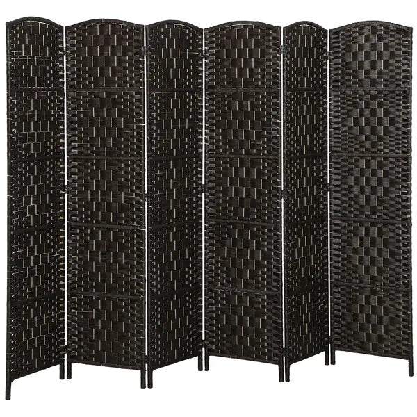 Room Divider, 6 Panel Folding Privacy Screen, 6FT Tall Portable Weave Partition Wall Divider for Bedroom, Coffee - product image 11