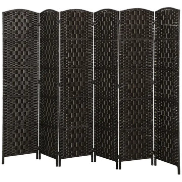 Room Divider, 6 Panel Folding Privacy Screen, 6FT Tall Portable Weave Partition Wall Divider for Bedroom, Coffee - product image 1