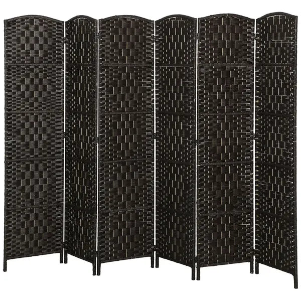 Room Divider, 6 Panel Folding Privacy Screen, 6FT Tall Portable Weave Partition Wall Divider for Bedroom, Coffee - product image 1