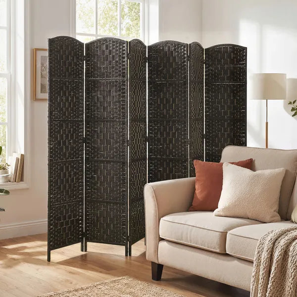 Room Divider, 6 Panel Folding Privacy Screen, 6FT Tall Portable Weave Partition Wall Divider for Bedroom, Coffee - product image 10