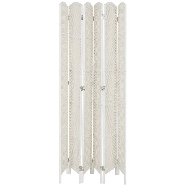 Room Divider, 6 Panel Folding Privacy Screen, 6FT Tall Portable Weave Partition Wall Divider for Bedroom, White - product image 8