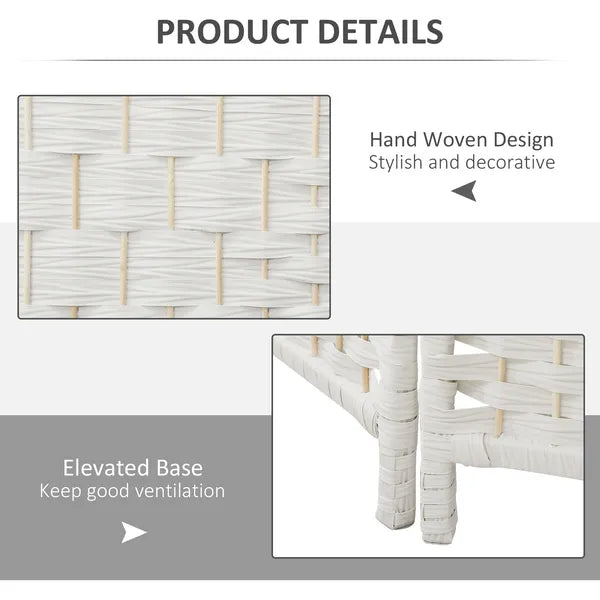 Room Divider, 6 Panel Folding Privacy Screen, 6FT Tall Portable Weave Partition Wall Divider for Bedroom, White - product image 6