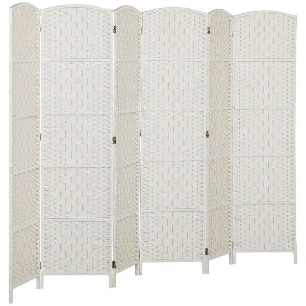Room Divider, 6 Panel Folding Privacy Screen, 6FT Tall Portable Weave Partition Wall Divider for Bedroom, White - product image 11