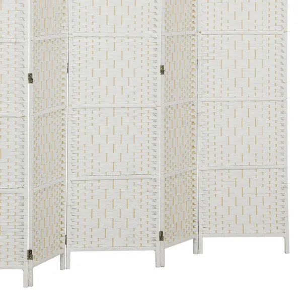 Room Divider, 6 Panel Folding Privacy Screen, 6FT Tall Portable Weave Partition Wall Divider for Bedroom, White - product image 9