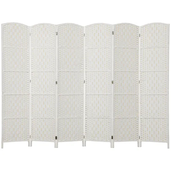 Room Divider, 6 Panel Folding Privacy Screen, 6FT Tall Portable Weave Partition Wall Divider for Bedroom, White - product image 1