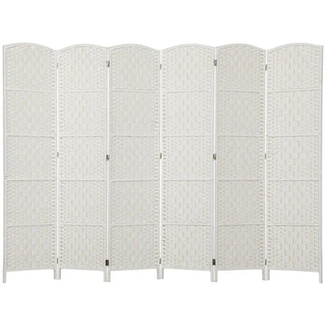 Room Divider, 6 Panel Folding Privacy Screen, 6FT Tall Portable Weave Partition Wall Divider for Bedroom, White - product image 1
