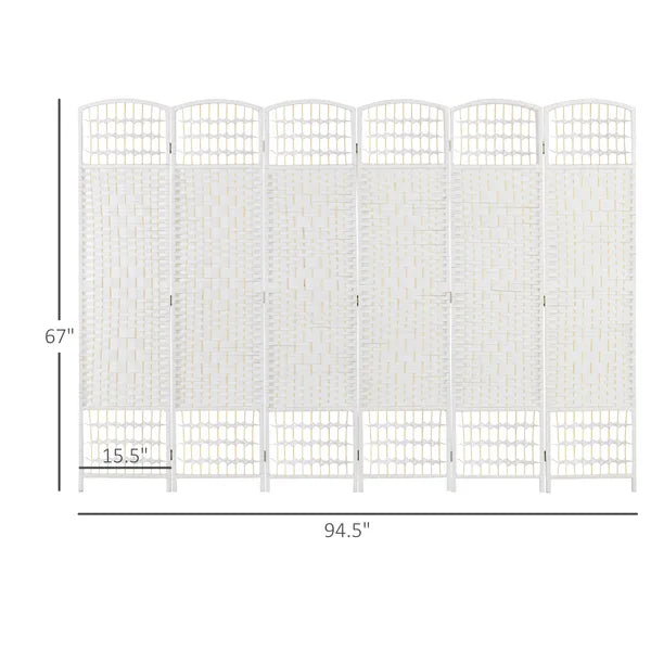 HOMCOM Room Divider 6 Panel Folding Privacy Screen White Wave Fiber for Home Office Portable - product image 3