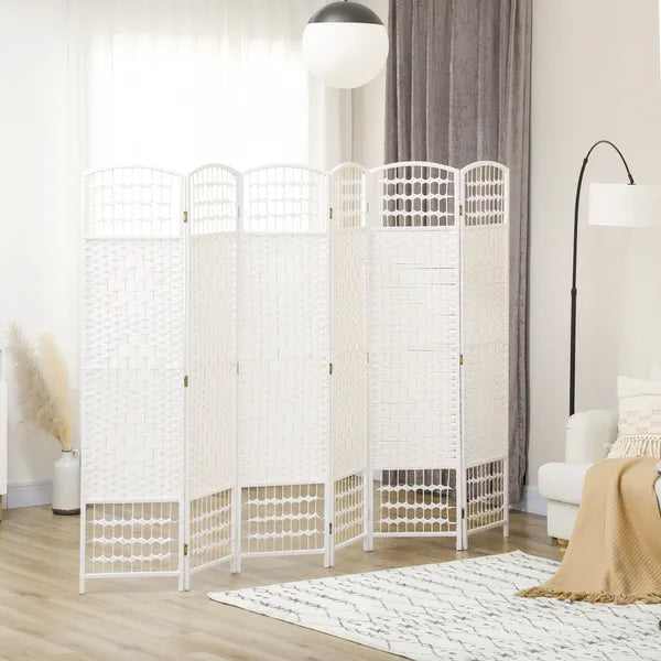 HOMCOM Room Divider 6 Panel Folding Privacy Screen White Wave Fiber for Home Office Portable - product image 10