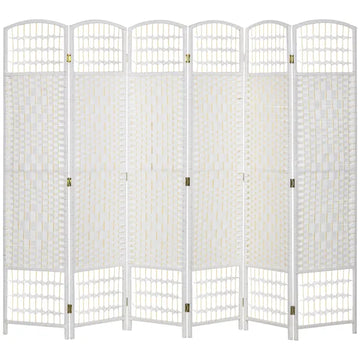 HOMCOM Room Divider 6 Panel Folding Privacy Screen White Wave Fiber for Home Office Portable - product image 1