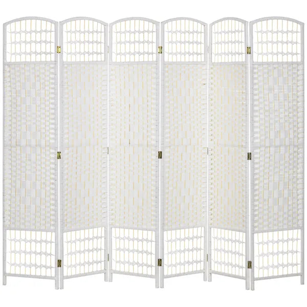 HOMCOM Room Divider 6 Panel Folding Privacy Screen White Wave Fiber for Home Office Portable - product image 1