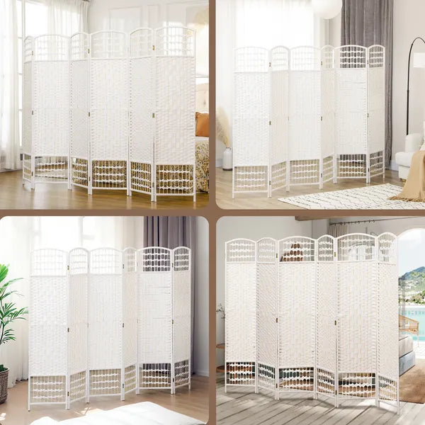 HOMCOM Room Divider 6 Panel Folding Privacy Screen White Wave Fiber for Home Office Portable - product image 7