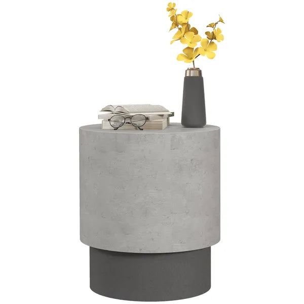 HOMCOM Round Accent Table with Concrete Finish 4 Adjustable Feet for Indoor Outdoor - product image 1