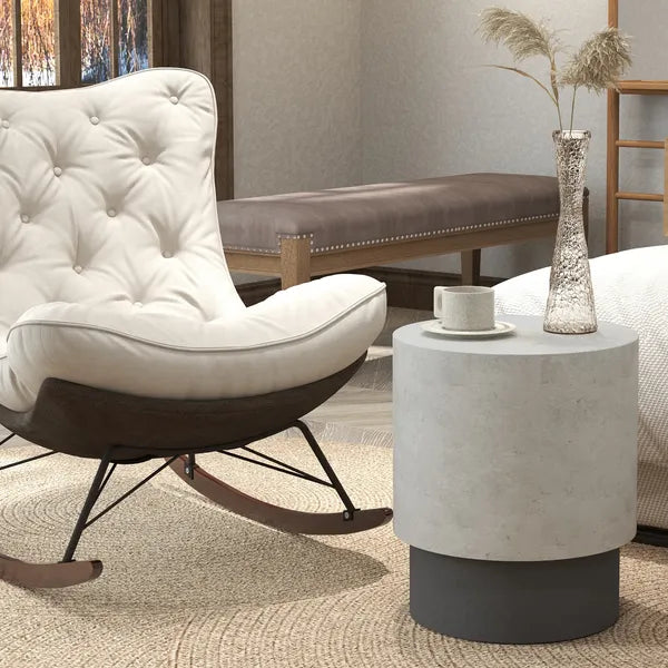 HOMCOM Round Accent Table with Concrete Finish 4 Adjustable Feet for Indoor Outdoor - product image 4