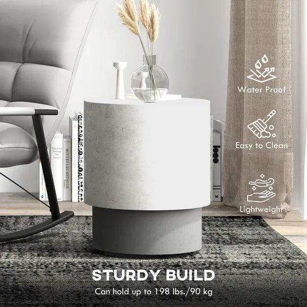 HOMCOM Round Accent Table with Concrete Finish 4 Adjustable Feet for Indoor Outdoor - product image 5