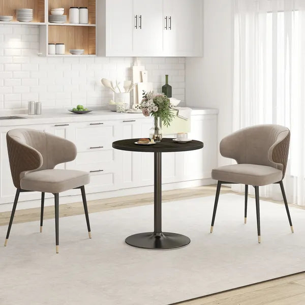 Round Dining Table for 2-4 People, Small Kitchen Table with Wood Grain Top, Black - product image 10