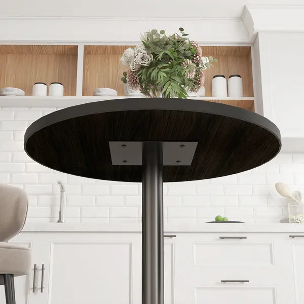 Round Dining Table for 2-4 People, Small Kitchen Table with Wood Grain Top, Black - product image 8