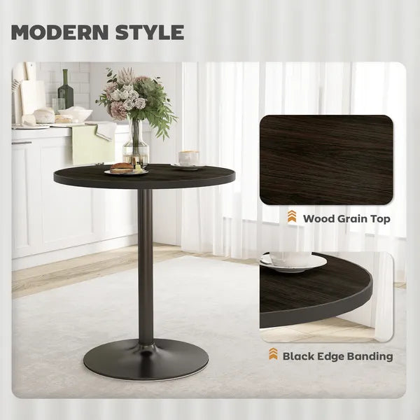 Round Dining Table for 2-4 People, Small Kitchen Table with Wood Grain Top, Black - product image 5
