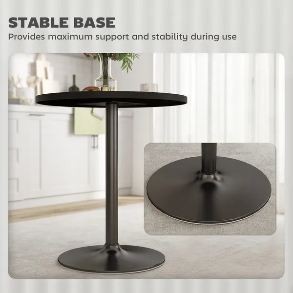Round Dining Table for 2-4 People, Small Kitchen Table with Wood Grain Top, Black - product image 6