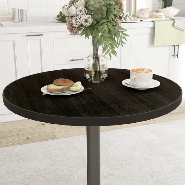 Round Dining Table for 2-4 People, Small Kitchen Table with Wood Grain Top, Black - product image 9