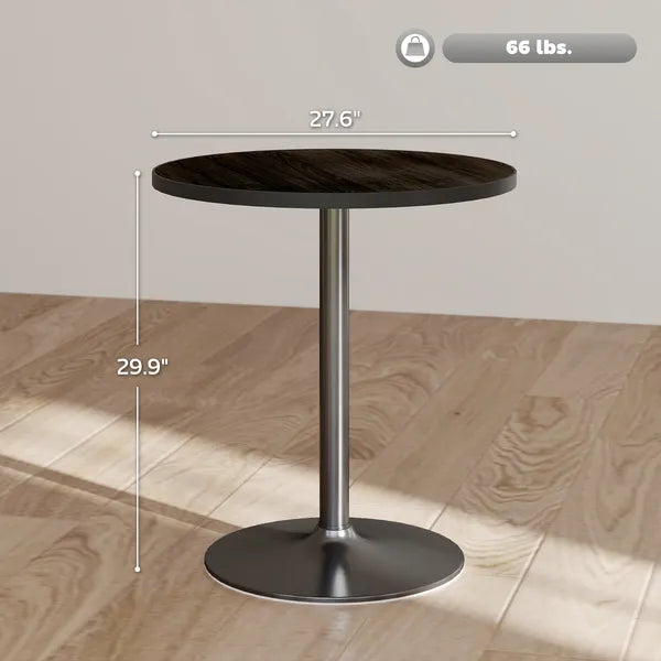 Round Dining Table for 2-4 People, Small Kitchen Table with Wood Grain Top, Black - product image 3