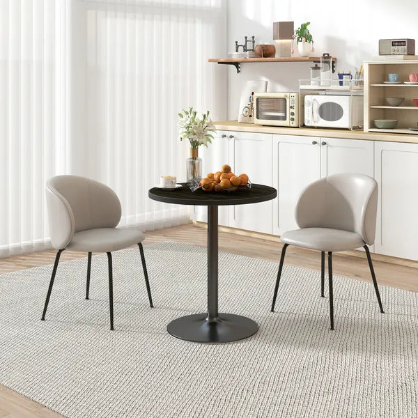 Round Dining Table for 2-4 People, Small Kitchen Table with Wood Grain Top, Black - product image 2