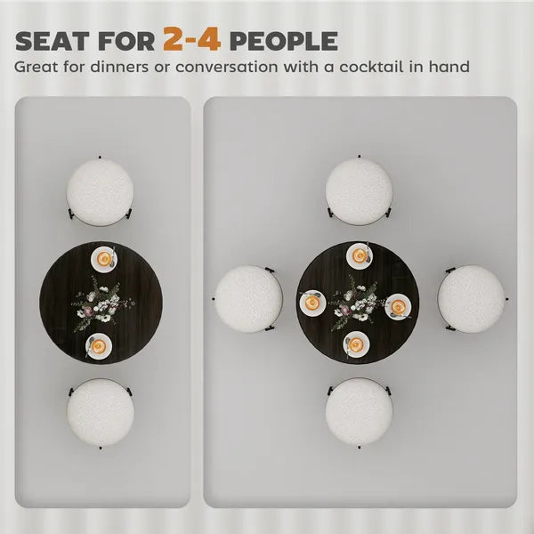 Round Dining Table for 2-4 People, Small Kitchen Table with Wood Grain Top, Black - product image 4