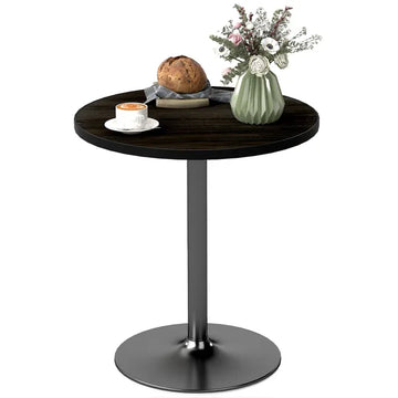Round Dining Table for 2-4 People, Small Kitchen Table with Wood Grain Top, Black - product image 1