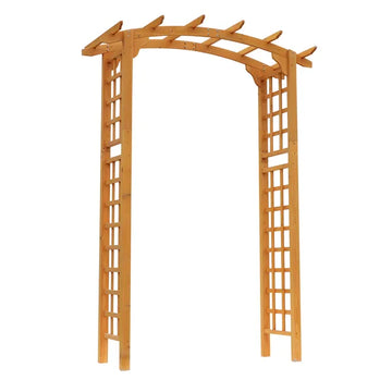 Outsunny Round Garden Arbor 7.5 Ft Fir Wood Archway for Climbing Plants Pergola Style Wedding Ceremony Yellow - product image 1