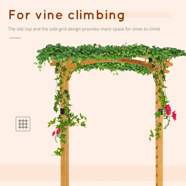 Outsunny Round Garden Arbor 7.5 Ft Fir Wood Archway for Climbing Plants Pergola Style Wedding Ceremony Yellow - product image 4