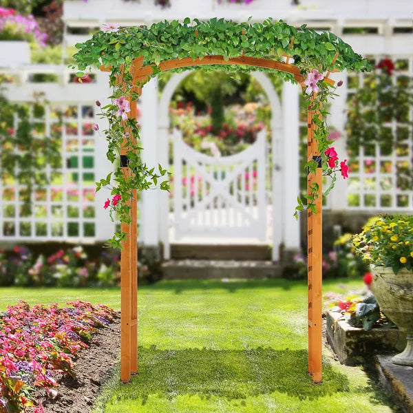 Outsunny Round Garden Arbor 7.5 Ft Fir Wood Archway for Climbing Plants Pergola Style Wedding Ceremony Yellow - product image 10