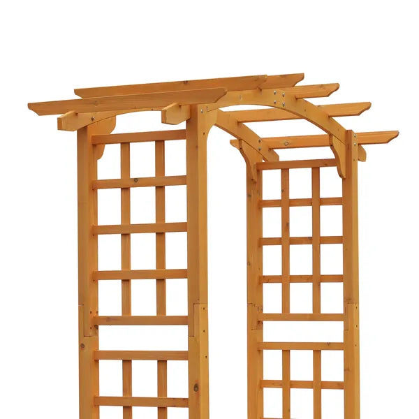 Outsunny Round Garden Arbor 7.5 Ft Fir Wood Archway for Climbing Plants Pergola Style Wedding Ceremony Yellow - product image 11