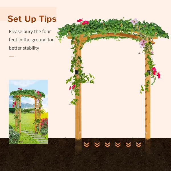 Outsunny Round Garden Arbor 7.5 Ft Fir Wood Archway for Climbing Plants Pergola Style Wedding Ceremony Yellow - product image 5