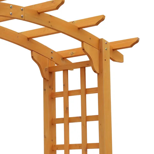 Outsunny Round Garden Arbor 7.5 Ft Fir Wood Archway for Climbing Plants Pergola Style Wedding Ceremony Yellow - product image 12