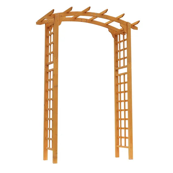 Outsunny Round Garden Arbor 7.5 Ft Fir Wood Archway for Climbing Plants Pergola Style Wedding Ceremony Yellow - product image 17