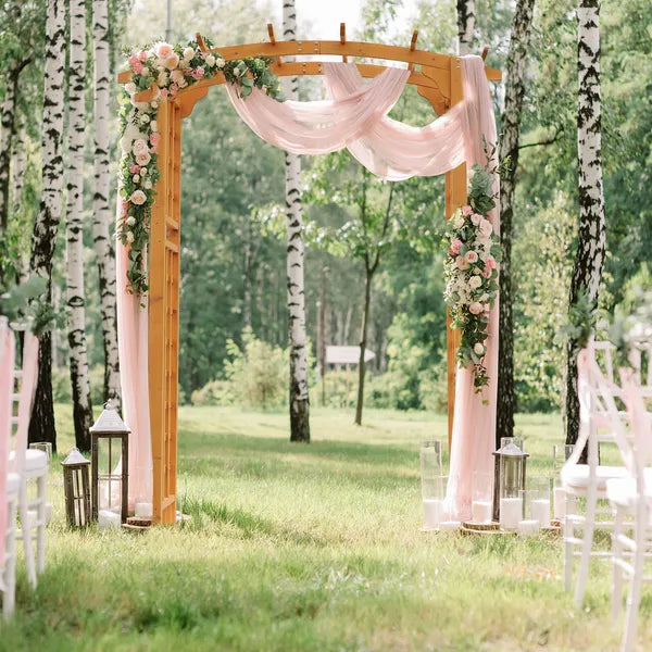 Outsunny Round Garden Arbor 7.5 Ft Fir Wood Archway for Climbing Plants Pergola Style Wedding Ceremony Yellow - product image 9